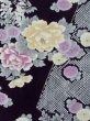 Photo4: M0914Q Used Japanese women   Black YUKATA summer(made in Other than Japan) / Cotton. Peony,   (Grade A) (4)