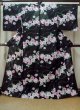 Photo1: M0914R Used Japanese women   Black YUKATA summer(made in Other than Japan) / Cotton. SAKURA cherry blossom,   (Grade C) (1)