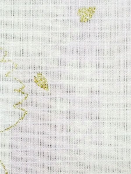 Photo7: M0914U Used Japanese women   Off White YUKATA summer(made in Other than Japan) / Cotton. SAKURA cherry blossom, Goldfish pattern  (Grade C) (7)