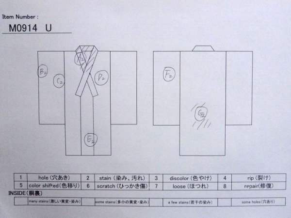 Photo13: M0914U Used Japanese women   Off White YUKATA summer(made in Other than Japan) / Cotton. SAKURA cherry blossom, Goldfish pattern  (Grade C) (13)