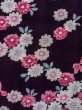 Photo4: M0914V Used Japanese women   Black YUKATA summer(made in Other than Japan) / Cotton.  Goldfish, Cosmos pattern  (Grade B) (4)