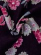 Photo12: M0914V Used Japanese women   Black YUKATA summer(made in Other than Japan) / Cotton.  Goldfish, Cosmos pattern  (Grade B) (12)