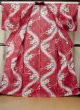 Photo2: M0914W Used Japanese women   Red YUKATA summer(made in Other than Japan) / Cotton. SAKURA cherry blossom, Morning glory, dragonfly pattern  (Grade B) (2)