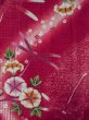Photo3: M0914W Used Japanese women   Red YUKATA summer(made in Other than Japan) / Cotton. SAKURA cherry blossom, Morning glory, dragonfly pattern  (Grade B) (3)