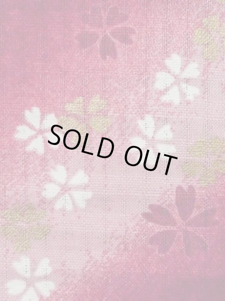 Photo6: M0914W Used Japanese women   Red YUKATA summer(made in Other than Japan) / Cotton. SAKURA cherry blossom, Morning glory, dragonfly pattern  (Grade B) (6)