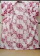 Photo2: M0914X Used Japanese women   Pink YUKATA summer(made in Other than Japan) / Cotton. SAKURA cherry blossom, Sunflower pattern  (Grade A) (2)