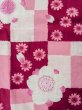 Photo4: M0914X Used Japanese women   Pink YUKATA summer(made in Other than Japan) / Cotton. SAKURA cherry blossom, Sunflower pattern  (Grade A) (4)