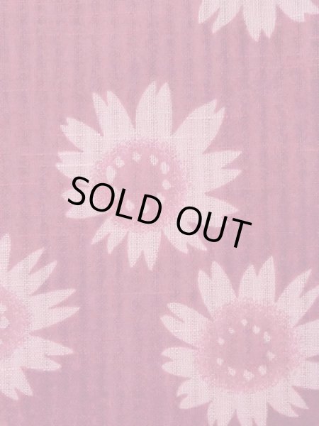 Photo6: M0914X Used Japanese women   Pink YUKATA summer(made in Other than Japan) / Cotton. SAKURA cherry blossom, Sunflower pattern  (Grade A) (6)