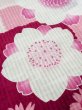 Photo8: M0914X Used Japanese women   Pink YUKATA summer(made in Other than Japan) / Cotton. SAKURA cherry blossom, Sunflower pattern  (Grade A) (8)