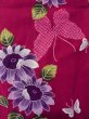 Photo4: M0914Y Vintage Japanese women   Dark Red YUKATA summer(made in Other than Japan) / Cotton. Butterfly, Sunflower pattern  (Grade B) (4)