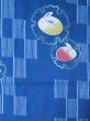 Photo3: M0914Z Used Japanese women   Blue YUKATA summer(made in Other than Japan) / Cotton. Line, Rabbit pattern  (Grade B) (3)