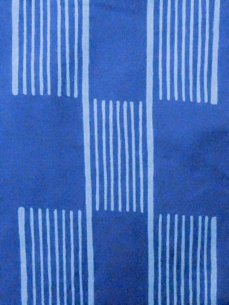 Photo6: M0914Z Used Japanese women   Blue YUKATA summer(made in Other than Japan) / Cotton. Line, Rabbit pattern  (Grade B) (6)