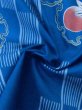 Photo9: M0914Z Used Japanese women   Blue YUKATA summer(made in Other than Japan) / Cotton. Line, Rabbit pattern  (Grade B) (9)