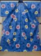 Photo2: M0915B Used Japanese women   Blue YUKATA summer(made in Japan) / Cotton. Flower,   (Grade C) (2)