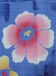 Photo5: M0915B Used Japanese women   Blue YUKATA summer(made in Japan) / Cotton. Flower,   (Grade C) (5)