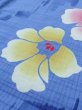 Photo8: M0915B Used Japanese women   Blue YUKATA summer(made in Japan) / Cotton. Flower,   (Grade C) (8)