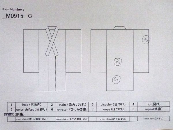 Photo13: M0915C Used Japanese women   Black YUKATA summer(made in Other than Japan) / Cotton. SAKURA cherry blossom, Checkerd pattern  (Grade C) (13)