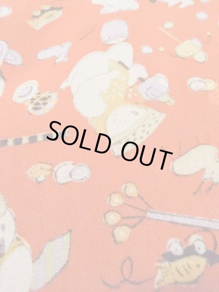 Photo8: M0922A Antique Japanese women   Red JUBAN undergarment / Silk. House,   (Grade B) (8)