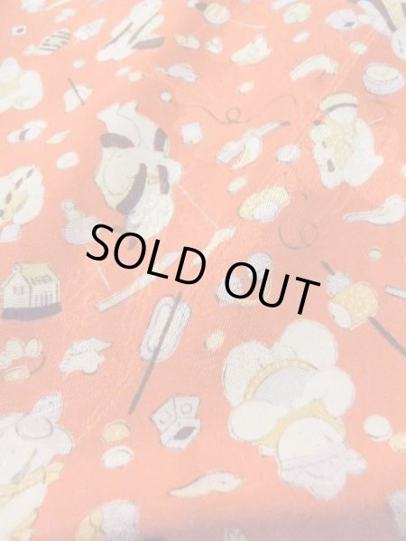 Photo10: M0922A Antique Japanese women   Red JUBAN undergarment / Silk. House,   (Grade B) (10)