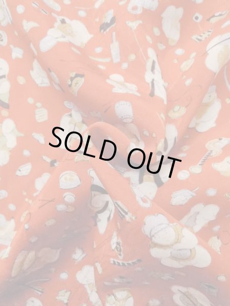 Photo11: M0922A Antique Japanese women   Red JUBAN undergarment / Silk. House,   (Grade B) (11)