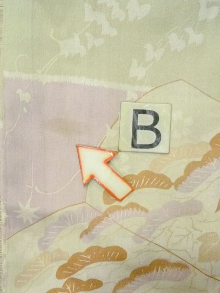 Photo15: M0922D Antique Japanese women  Pale Olive JUBAN undergarment / Silk. Flower,   (Grade C) (15)