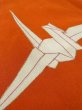 Photo9: M0922E Antique Japanese women   Red JUBAN undergarment / Silk. Crane Paper crane pattern  (Grade B) (9)