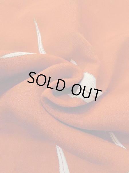 Photo12: M0922E Antique Japanese women   Red JUBAN undergarment / Silk. Crane Paper crane pattern  (Grade B) (12)