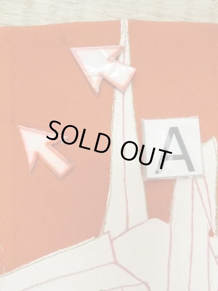 Photo14: M0922E Antique Japanese women   Red JUBAN undergarment / Silk. Crane Paper crane pattern  (Grade B) (14)