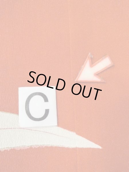 Photo16: M0922E Antique Japanese women   Red JUBAN undergarment / Silk. Crane Paper crane pattern  (Grade B) (16)