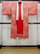 Photo1: M0922H Antique Japanese women   Red JUBAN undergarment / Silk. Flower,   (Grade B) (1)