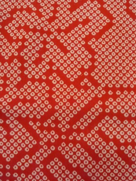 Photo6: M0922H Antique Japanese women   Red JUBAN undergarment / Silk. Flower,   (Grade B) (6)