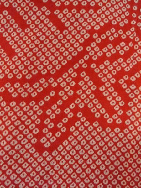 Photo7: M0922H Antique Japanese women   Red JUBAN undergarment / Silk. Flower,   (Grade B) (7)