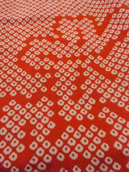 Photo9: M0922H Antique Japanese women   Red JUBAN undergarment / Silk. Flower,   (Grade B) (9)