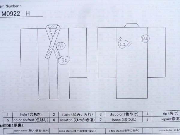Photo13: M0922H Antique Japanese women   Red JUBAN undergarment / Silk. Flower,   (Grade B) (13)