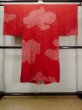 Photo2: M0922I Antique Japanese women   Red JUBAN undergarment / Silk. Cloud Stains/Soils all over. There is an impression from use.  (Grade D) (2)