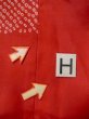 Photo21: M0922I Antique Japanese women   Red JUBAN undergarment / Silk. Cloud Stains/Soils all over. There is an impression from use.  (Grade D) (21)