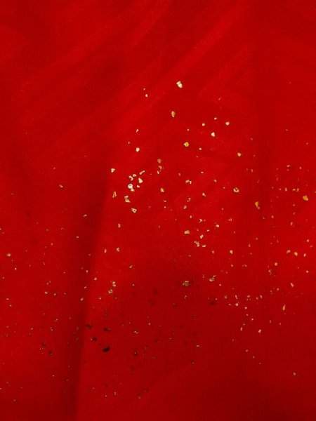 Photo6: M0922L Antique Japanese women   Red JUBAN undergarment / Silk. Chrysanthemum,   (Grade B) (6)