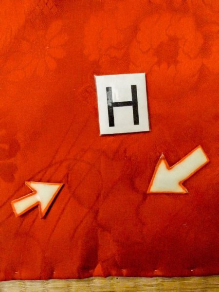 Photo21: M0922N Antique Japanese women   Vermilion JUBAN undergarment / Silk. Flower, There is an impression from use.  (Grade D) (21)