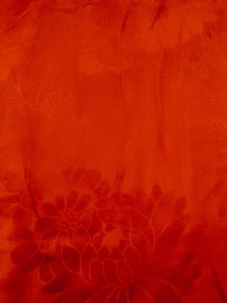 Photo4: M0922O Antique Japanese women   Red JUBAN undergarment / Silk. Flower,   (Grade C) (4)