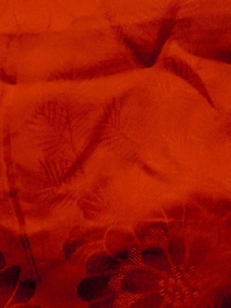 Photo11: M0922O Antique Japanese women   Red JUBAN undergarment / Silk. Flower,   (Grade C) (11)