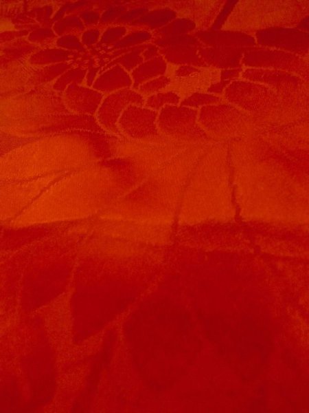 Photo13: M0922O Antique Japanese women   Red JUBAN undergarment / Silk. Flower,   (Grade C) (13)