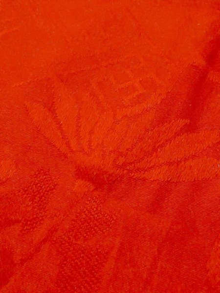 Photo10: M0922R Antique Japanese women   Red JUBAN undergarment / Silk.    (Grade D) (10)