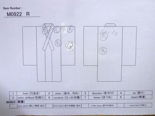 Photo13: M0922R Antique Japanese women   Red JUBAN undergarment / Silk.    (Grade D) (13)