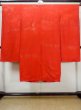 Photo2: M0922S Antique Japanese women   Red JUBAN undergarment / Synthetic.  Based woven pattern: MOMIJI maple leaf, Crane pattern  (Grade C) (2)