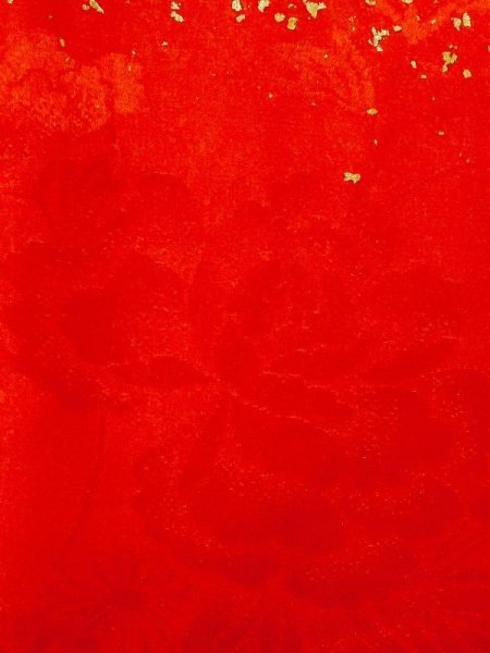 Photo8: M0922S Antique Japanese women   Red JUBAN undergarment / Synthetic.  Based woven pattern: MOMIJI maple leaf, Crane pattern  (Grade C) (8)