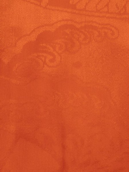 Photo6: M0922V Antique Japanese women   Vermilion JUBAN undergarment / Silk.  Aging deterioration. There is an impression from use. The attached collar is synthetic.  (Grade D) (6)