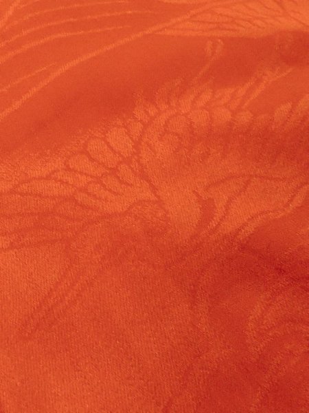 Photo8: M0922V Antique Japanese women   Vermilion JUBAN undergarment / Silk.  Aging deterioration. There is an impression from use. The attached collar is synthetic.  (Grade D) (8)