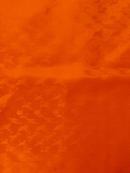 Photo4: M0922W Antique Japanese women   Vermilion JUBAN undergarment / Silk.  Aging deterioration. There is an impression from use. Padding at the hem.  (Grade D) (4)