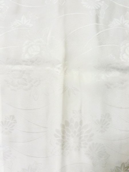Photo3: M0922Y Vintage Japanese women   White JUBAN undergarment / Synthetic.  Based woven pattern: Stream  (Grade C) (3)