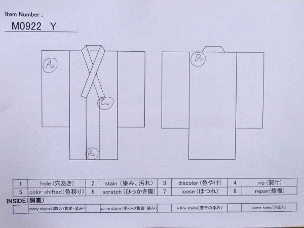 Photo13: M0922Y Vintage Japanese women   White JUBAN undergarment / Synthetic.  Based woven pattern: Stream  (Grade C) (13)